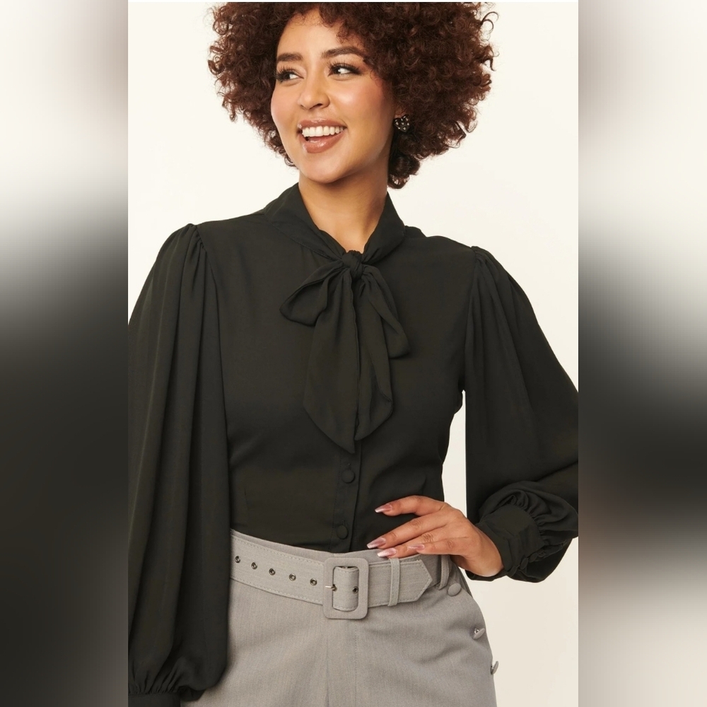 Unique Vintage - Bow Blouse - 4X